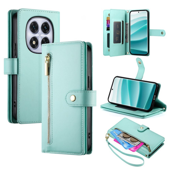 Θήκη με πτερύγιο για Xiaomi Redmi Note 14 Pro 5G / Poco X7 5G, Wallet Zipper Pocket, πράσινη