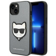 Karl Lagerfeld Θήκη για iPhone 14 Plus, Saffiano Choupette Head Patch, ασημένια