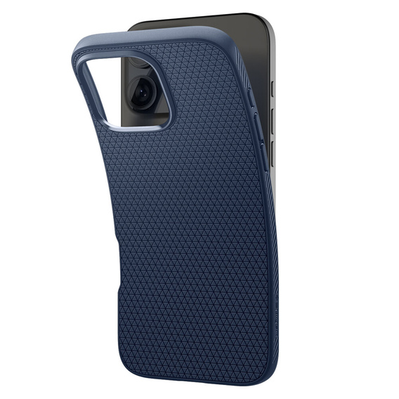 θήκη Spigen για iPhone 16 Pro, Liquid Air, σκούρο μπλε + μετριασμένο γυαλί 9H