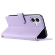 θήκη πτερύγιο για iPhone 16 Plus, Rhombus Crossbody Leather, μωβ