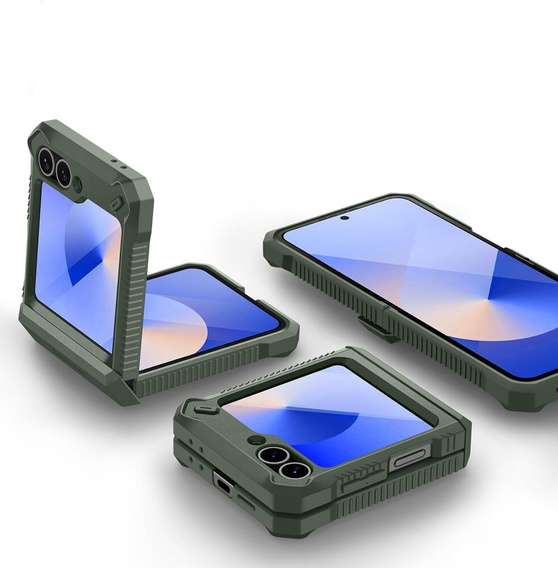 Θωρακισμένη θήκη για Samsung Galaxy Z Flip7 FE / Z Flip6, Dexnor Clip Holder, πράσινη