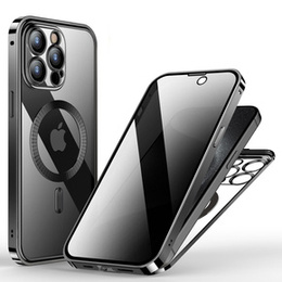 Θήκη για iPhone 15 Pro, Privacy Dual Glass, για MagSafe, μαύρη