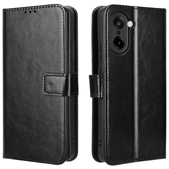 Θήκη με πτερύγιο για OnePlus Nord CE5, Crazy Horse Wallet, μαύρη