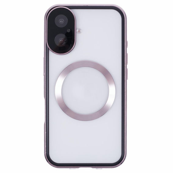 Μαγνητική θήκη MagSafe Dual Glass για iPhone 16, ροζ rose gold
