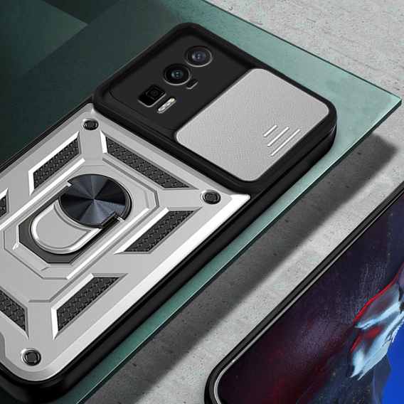 Θήκη για Xiaomi Poco F5 Pro, CamShield Slide, ασημένιο