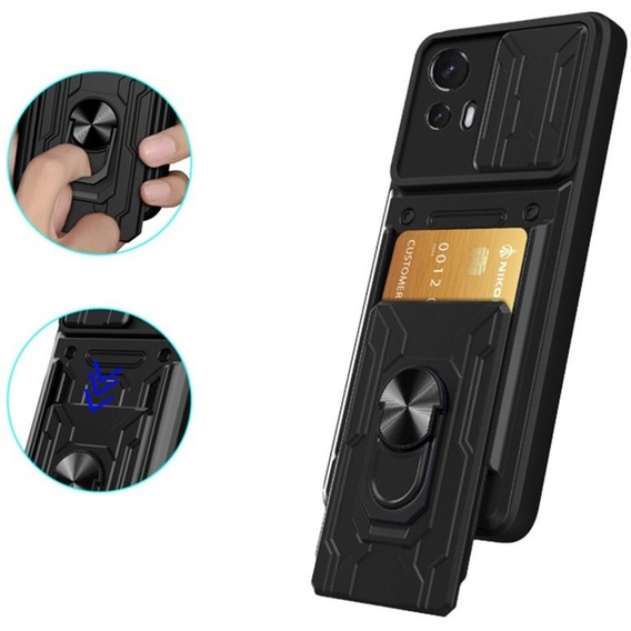 Θωρακισμένη θήκη για Motorola Edge 30 Neo 5G, Camera Slide Card Slot, μαύρη