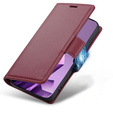 Θήκη για Infinix Note 50 Pro, ERBORD Glossy Litchi, πορτοφόλι με πτερύγιο, κόκκινη
