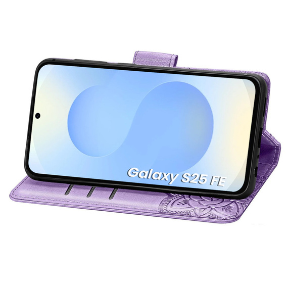 Θήκη με πτερύγιο για Samsung Galaxy S25 FE, Butterfly, μωβ
