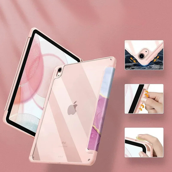 Θήκη για iPad 10.9" 2022 (10 gen.), Smartcase Hybrid, με χώρο για γραφίδα, Marble ροζ