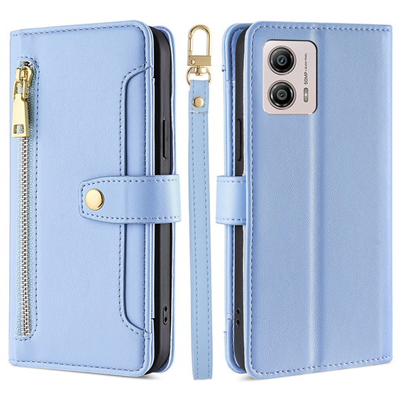 Θήκη με πτερύγιο για Motorola Moto G53 5G/ G23 4G/ G13 4G, Wallet Zipper Pocket, μαύρη