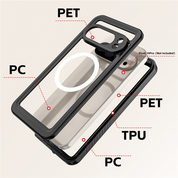 Αδιάβροχη θήκη Redpepper IP68 με προστασία 360° και MagSafe για Google Pixel 10 Pro