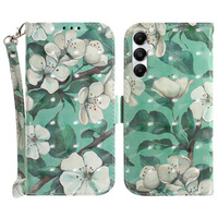 Θήκη με πτερύγιο για Samsung Galaxy A05s, Wallet, Flowers, πράσινη