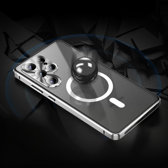 Μαγνητική θήκη MagSafe Dual Glass για Samsung Galaxy S25 Ultra, ασημένια