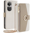 θήκη Wallet Zipper Pocket flip για το Oppo Reno 10 / 10 Pro, Wallet Zipper Pocket, με καθρέφτη, λευκή
