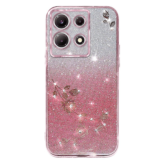 Θήκη για Infinix Note 30 Pro 4G, Glitter Flower, ροζ rose gold
