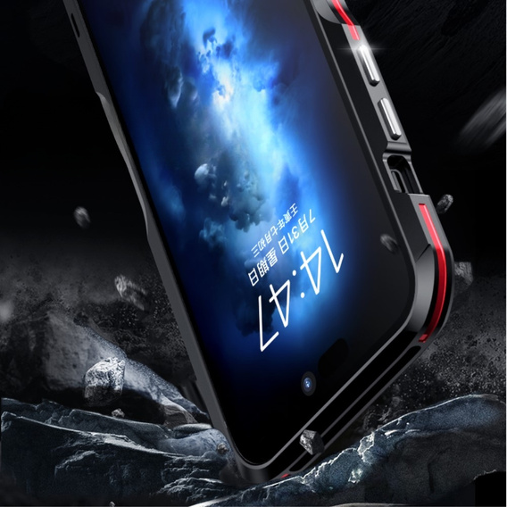 Θήκη LUPHIE για iPhone 14 Pro, Armor Bumper, μαύρο / κόκκινο