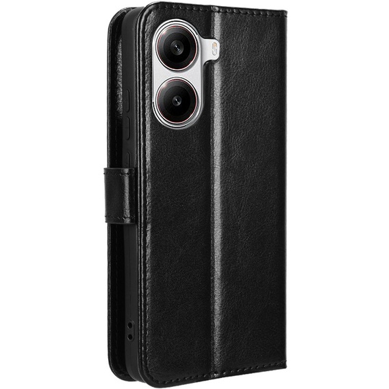 Θήκη με πτερύγιο για Xiaomi Poco X7 Pro 5G, Crazy Horse Wallet, μαύρη