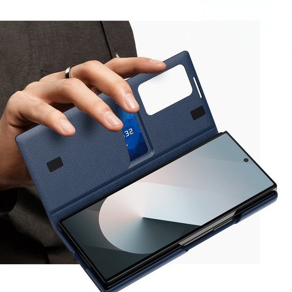 Αναδιπλούμενη θήκη για Samsung Z Fold6 5G, Smart View Wallet, σκούρο μπλε