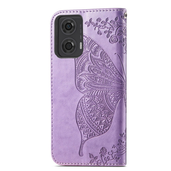 Θήκη με πτερύγιο για Motorola Moto G24 / G24 Power / G04, Butterfly, μωβ