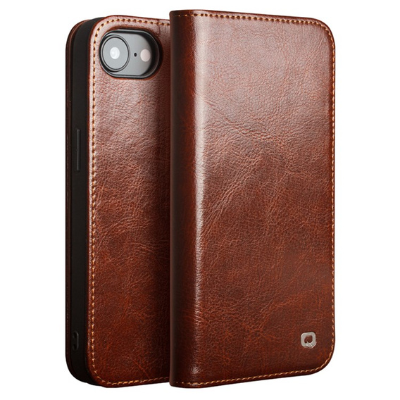 θήκη flip για Iphone 16E, QIALINO Leather Wallet, καφέ