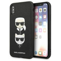 Karl Lagerfeld Θήκη για iPhone X / XS, Saffiano Iconic Karl&Choupette Head, μαύρη