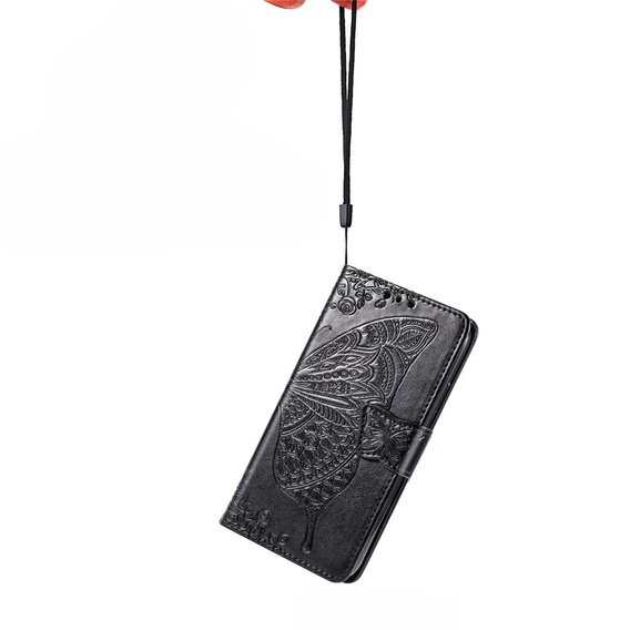Θήκη με πτερύγιο για Xiaomi Redmi 9, Butterfly, μαύρη