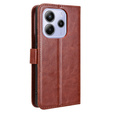 Θήκη με πτερύγιο για Xiaomi Redmi Note 14 4G, Crazy Horse Wallet, καφέ
