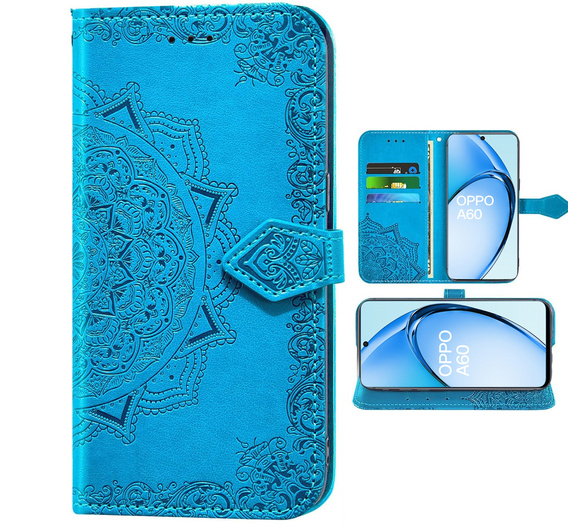 Θήκη με πτερύγιο για Oppo A60, Mandala, μπλε