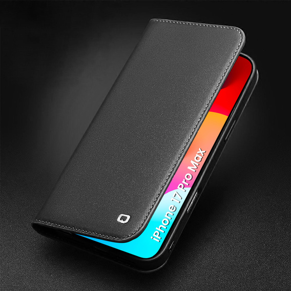 QIALINO δερμάτινη θήκη πορτοφόλι για iPhone 17 Pro Max - μαύρο