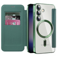 Θήκη με πτερύγιο για Samsung Galaxy S24, RFID Wallet MagSafe CamShield, πράσινη