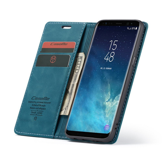 θήκη CASEME για Samsung Galaxy S8, Leather Wallet Case, μπλε
