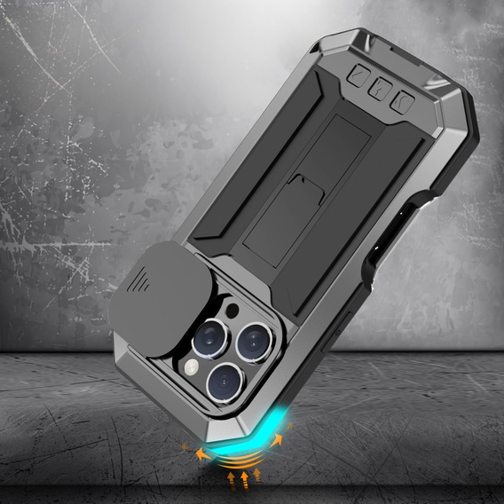 Θήκη για iPhone 16 Pro Max, R-JUST CamShield Slide, θωρακισμένη, μαύρη