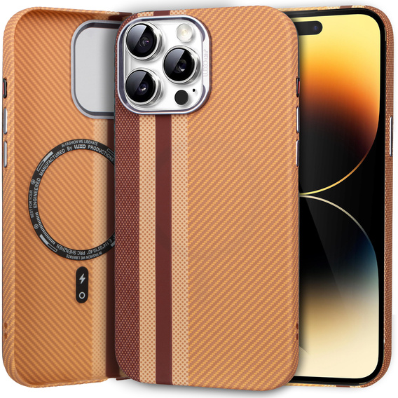 Θήκη για iPhone 14 Pro Max, ανθρακονήματα MagSafe, κίτρινη