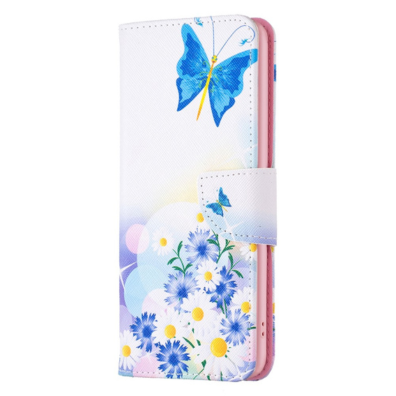 Θήκη με πτερύγιο για Samsung Galaxy A35 5G, Wallet, Butterfly & Flowers λευκή