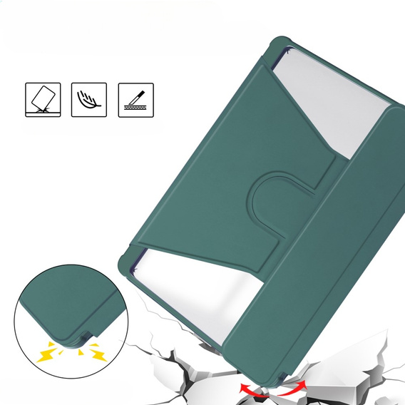 Θήκη πληκτρολογίου για Samsung Galaxy Tab S9, Rotary 360° Leather, σκούρα πράσινη