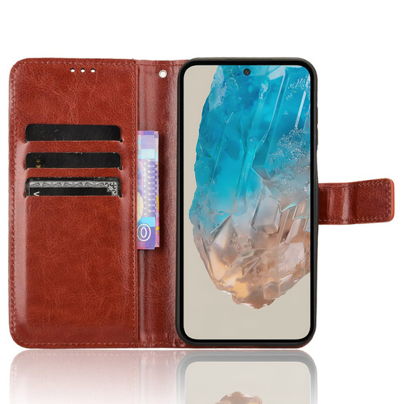 Θήκη με πτερύγιο για Samsung Galaxy M35, Crazy Horse Wallet, καφέ