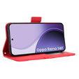 Θήκη πτερύγιο για Oppo Reno 14F, Υποδοχή κάρτας, πορτοφόλι, κόκκινο