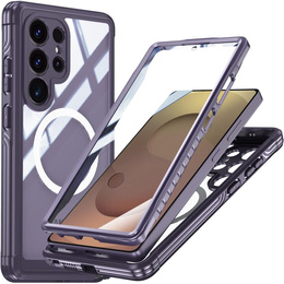 Θήκη για Samsung Galaxy S25 Ultra, Shockproof, με γυαλί, για MagSafe, μωβ