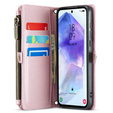 θήκη CASEME για Samsung Galaxy A55 5G, RFID Leather Wallet, με λουράκι ώμου, ροζ