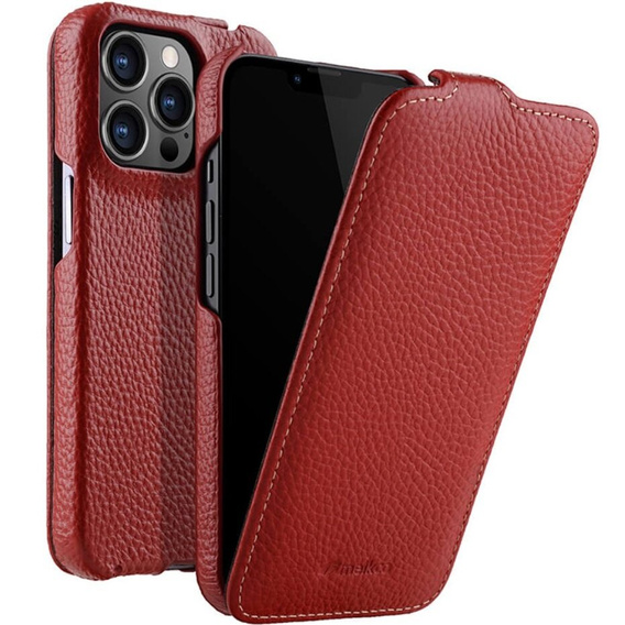Θήκη MELKCO για iPhone 13 Pro, δερμάτινη, flip, κόκκινη