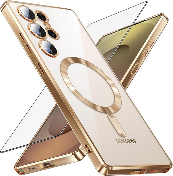 Θήκη για Samsung Galaxy S25 Ultra, Electro MagSafe, χρυσή + Γυαλί για την οθόνη