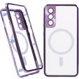 Μαγνητική θήκη MagSafe Dual Glass για Samsung Galaxy S22 Plus, μωβ