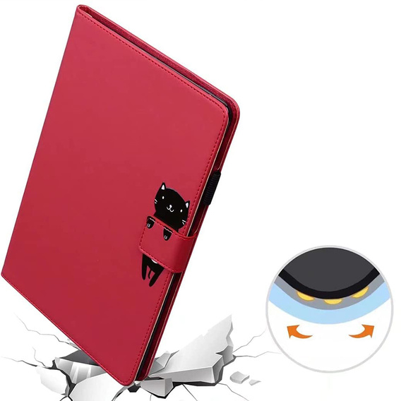 θήκη για iPad 10.2" 2021/2020/2019 (9/8/7 gen.), με πτερύγιο, animal, κόκκινη