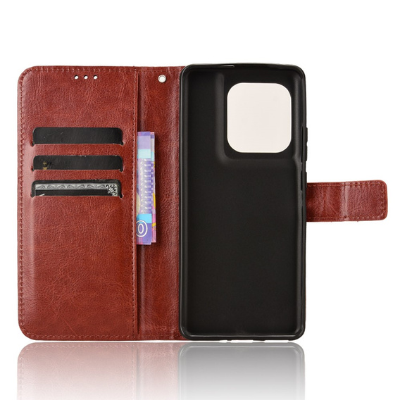 Θήκη με πτερύγιο για Motorola Edge 50 Ultra, Crazy Horse Wallet, καφέ