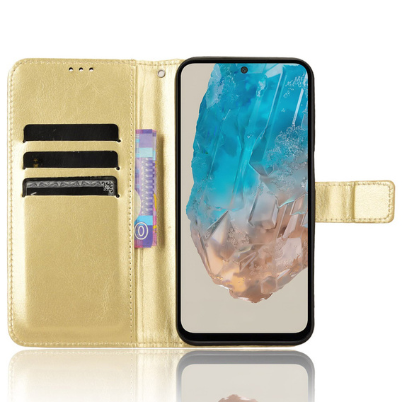 Θήκη με πτερύγιο για Samsung Galaxy M35, Crazy Horse Wallet, χρυσή