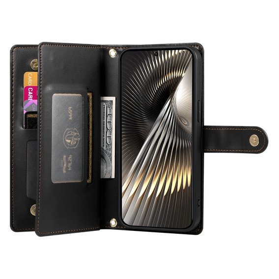 Θήκη με πτερύγιο για Xiaomi Poco X7 Pro 5G, Wallet Zipper Pocket, μαύρη
