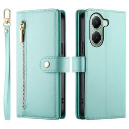 Θήκη με πτερύγιο για Xiaomi Poco X7 Pro 5G, Wallet Zipper Pocket, πράσινη
