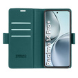 Θήκη για Realme 14 Pro+ 5G, ERBORD Glossy Litchi, πορτοφόλι με πτερύγιο, πράσινη