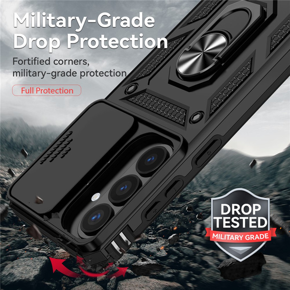 Θήκη με βάση και προστατευτικό φακού για Samsung Galaxy S26 Plus, μαύρη