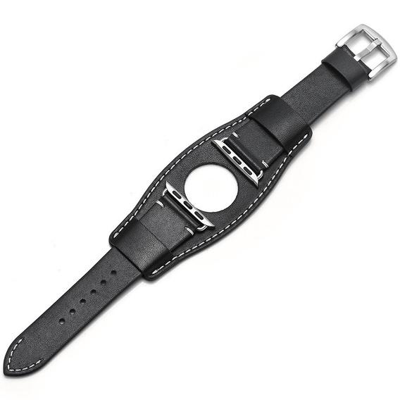 Δερμάτινο λουράκι για Apple Watch 1/2/3/4/5/6/7/8/SE/Ultra 42/44/45/49mm, Μαύρο